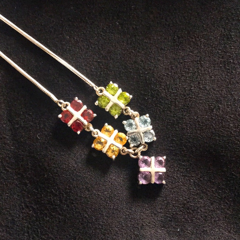 Sterling silver necklace with gemstones